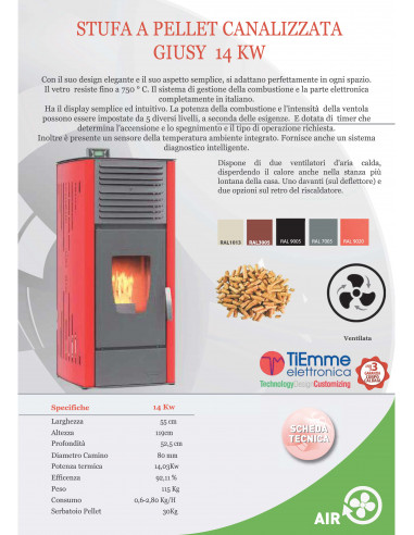Kanalisana peć na pelet, snage 14 kW