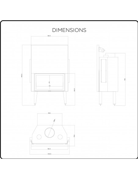Ventilisani umetak za kamin na drva, snage 20 kW