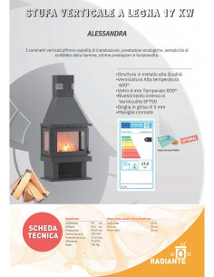 Verikalni kamin na drva Alessandra, snage 17 kw 2