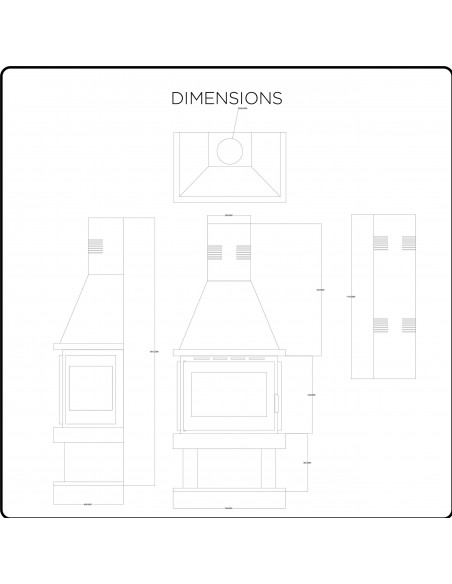 Verikalni kamin na drva Alessandra, snage 17 kw