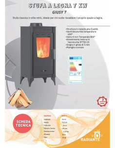 Sporet na drva Giusy, snage  7 kw 2