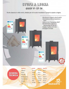 Sporet na drva Giusy , snage 16 kw 2
