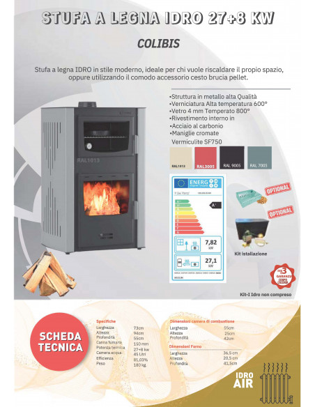 Pec na drva Colibis sa rernom  27 + 8 kw