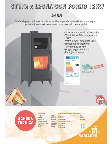 Sporet na drva sa rernom 12 kW