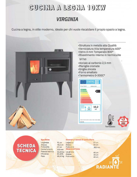 Sporet na drva 10 kw