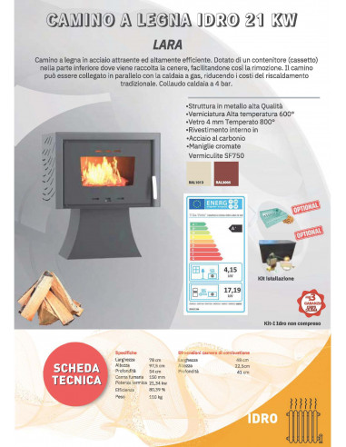 Peć na drva sa sistemom za grijanje vode, snage 17 + 4 kW